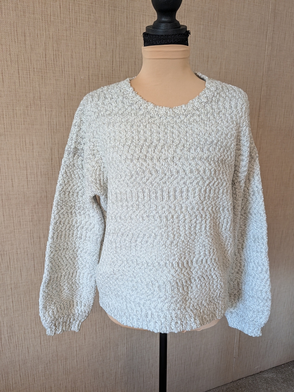 Cozy Cream Textured Crewneck Sweater